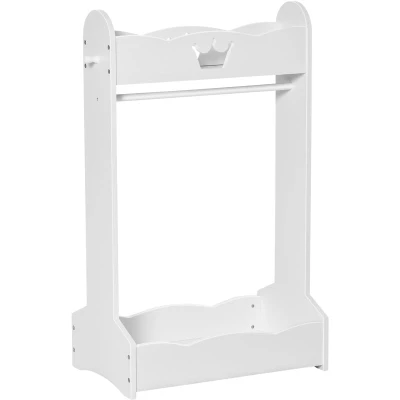 Image of HOMCOM Kids Clothes Rail Wooden Hanging Rack with Storage Shelves Children Garment Freestanding Wardrobe for 3 8 Years Toddler, White
