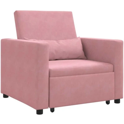 Image of vidaXL 3 in 1 Single Sofa Bed Convertible Pink Velvet