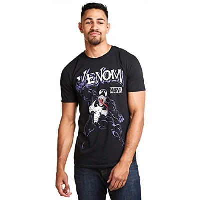 Image of Marvel Men&#039;s Venom Attack T Shirt, Black (Black Blk), S UK