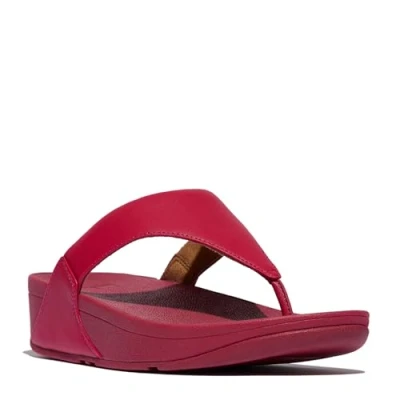 Image of Fitflop Women&#039;s LULU Leather Toepost Sandal, Redberry, 7 UK