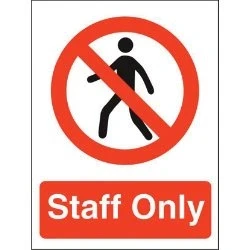 Image of Seco Staff Only Sign, 150mm x 200mm Self Adhesive Vinyl, Black/Red/White