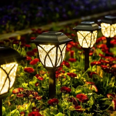 Image of GIGALUMI Solar Pathway Lights,6 Pack LED Garden Lights Outdoor,Waterproof Powered Path for Yard, Patio, Landscape, Walkway (Warm White)