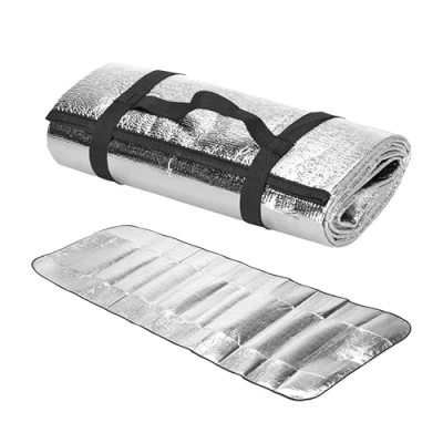 Image of Camping Mat, Foldable Aluminium Foil Foam Blanket Sleeping Pad Picnic Tent Rug for Traveling and Outdoor Activities Silver