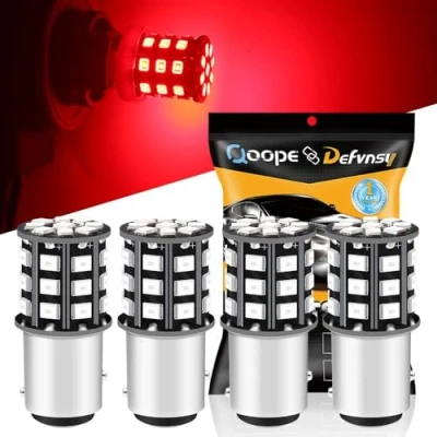 Image of Defvnsy P21/5W 1157 BAY15D Brake Light Bulb, 12V 24V Super Bright Red Non Polarity LED Bulb for 2057 2357 7528, with 33SMD 2835 Car Bulbs Replacement Tail Light, Stop (Pack of 4)