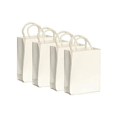 Image of Melody Jane Dolls House 4 White Paper Shopping Bags Miniature Grocery Shop Store Accessory