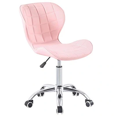 Image of Charles Jacobs Swivel Office Chair with Chrome Base Wheels and Adjustable Height in Pink