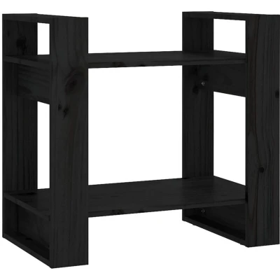 Image of vidaXL Book Cabinet/Room Divider Black 60x35x57 cm Solid Wood Pine