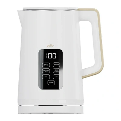 Image of Cello Electric Digital Kettle with Temperature Control, 3000W Rapid Boil, LED Display, Cordless White Design BPA Free, 1.7L Capacity, Auto Shut Off and Boil Dry Protection 2024 Model