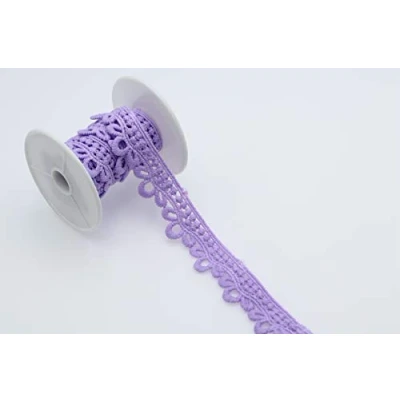 Image of Feathers Creation 2 M 2.00 cm Beautiful Large Scallop Color Edge Lace Trim Dull Finish for Sewing (Lavender)