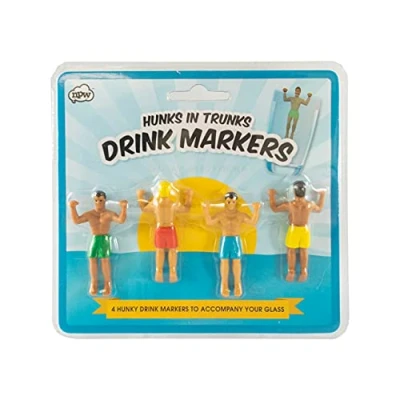 Image of Inevitable Party Drinking Buddies Novelty Hunks in Trunks Drink Markers