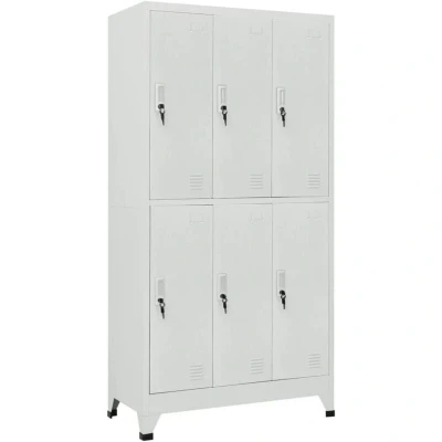 Image of vidaXL Locker Cabinet with 6 Compartments Steel 90x45x180 cm Grey