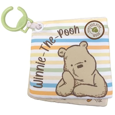 Image of Rainbow Designs Disney Winnie the Pooh Baby Cloth Book Touch and Feel Play &amp; Go Square for Babies Soft with Textured Patches Squeaky Page Sensory Development Toys