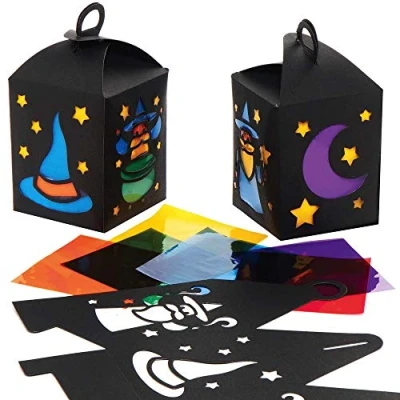 Image of Baker Ross AX203 Halloween Wizard Lantern Kits Pack of 4, Paper Crafts for Kids, Decoration