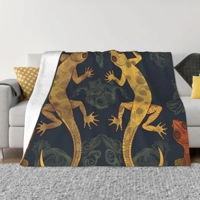 Image of Ultra Soft Micro Fleece Blanket Gecko Lizards Throw Warm Fuzzy Plush Lightweight Flannel Blankets for Couch Sofa Bed 50&quot;x40&quot; Cozy Microfiber All Season