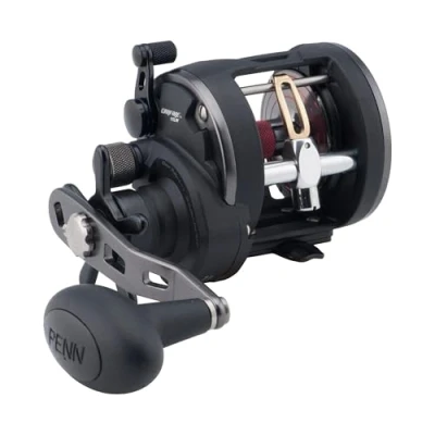 Image of PENN Warfare™ Level Wind, Fishing Reel, Conventional Reels, Sea Inshore/Nearshore Fishing, Saltwater Boat or Kayak Fishing,Unisex, Black/Red/Smoke, 15 Right Hand