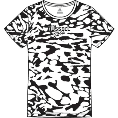 Image of RUSSELL ATHLETIC A31231 IO 099 Edith S/S Crewneck AOP TEE Shirt T Women&#039;s Black Size S