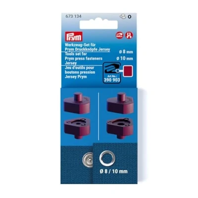 Image of Prym Plastic Blackberry Coloured (8 10mm) Jersey Press Fasteners Attachment Tools Set for Thinner and Stretchy Fabrics 1
