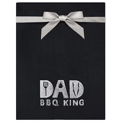Image of Dad BBQ King Kitchen Tea Towel (Black)