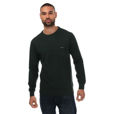Image of GANT Men&#039;s Cotton Pique C neck Pullover Sweater , Tartan Green,3XL