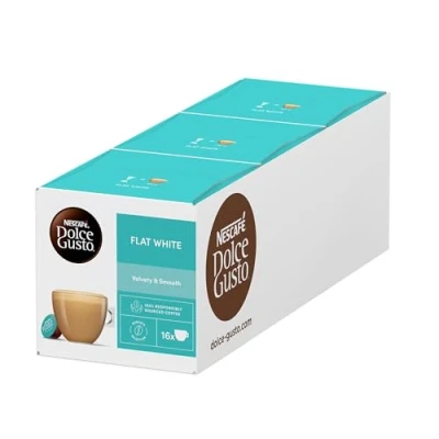 Image of NESCAFÉ Dolce Gusto Flat White Coffee Pods total of 48 Capsules Creamy Flavour (3 Packs)