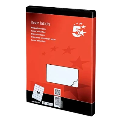 Image of 5 Star White Laser labels 99.1x38.1mm 1400