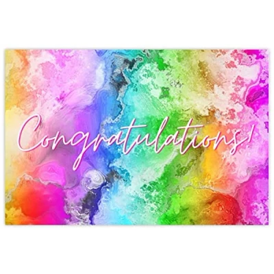 Image of celloexpress Congratulations (Rainbow) Flower Message Cards 60mm x 90mm Everyday Occasions Florist Card Gift Notes (Pack of 10)