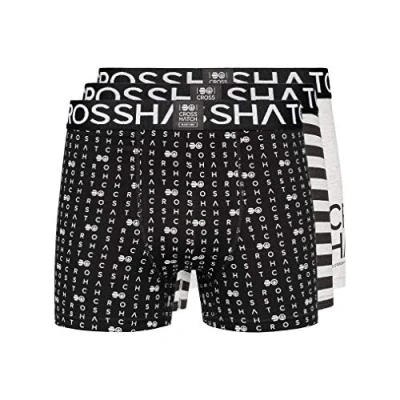 Image of Crosshatch Men&#039;s Gridline Boxer Shorts, Grey Marl, M UK