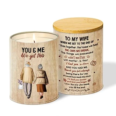 Image of Personalized Candles Birthday Mother&#039;s Day Gift for Wife, Lavender Candle 10 Oz Her, Romantic Valentine&#039;s Gifts Wife