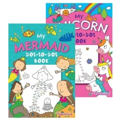 Image of Ditzy Doll Mermaid Unicorns DOT to Colouring Book Children Kids Girls Boys Colour in Activity Puzzle Assorted Single