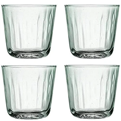 Image of LSA International Mia Tumbler 250ml Recycled/Part Optic Set of 4 Recycled Glassware MZ01, Clear Decorated