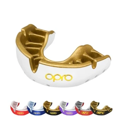 Image of OPRO Gold Level Mouthguard, Adults and Kids Sports Mouth Guard, Featuring Revolutionary Fitting Technology for Boxing, Lacrosse, MMA, Martial Arts, Hockey, All Contact (White, Youth)