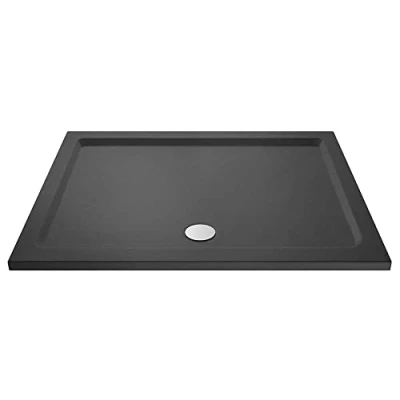 Image of VeeBath Square Shower Tray 1400x800mm Stone Resin for Enclosure Bathroom Slate Grey