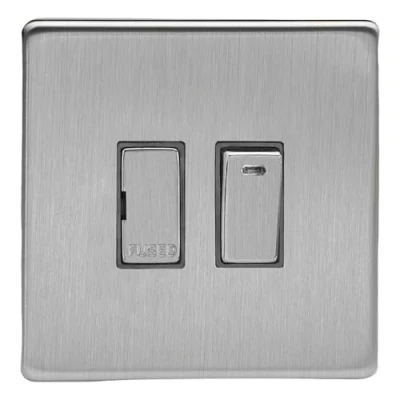 Image of Varilight 13A Switched Fuse Spur + Neon In Brushed Steel