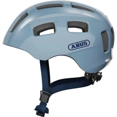 Image of ABUS Youn I 2.0 bike helmet with light for children, teenagers and young adults girls boys blue, size S