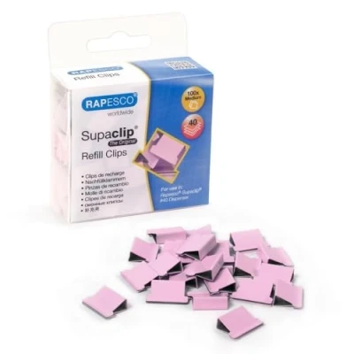 Image of Rapesco 1312 Supaclip 40 Refill Clips, Candy Pink, Pack of 100