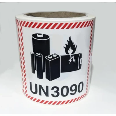 Image of Lithium Battery Label UN 3090 Batteries Labels UN3090 Roll of 250 Self Adhesive Stickers