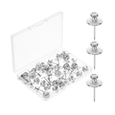Image of Mr. Pen Double Headed Picture Hanging Nails, 50 Pack, Silver, Tacks for Wall Hangings, Pins Hanging, Nails Thumb Hangers