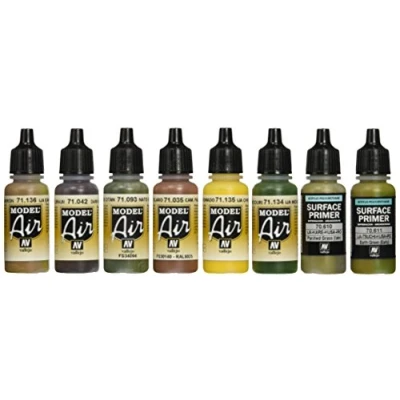 Image of Vallejo Model Air Imperial Japanese Army Acrylic Paint Set for Brush Assorted Colours (Pack of 8),green