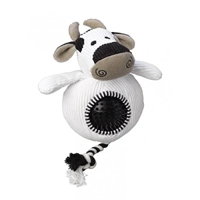 Image of House Of Paws Cow Cord Dog Toy with Spiky Ball