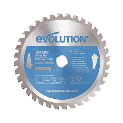 Image of Evolution Power Tools 180BLADETS Thin Steel Cutting Blade, 7 Inch x 68 Tooth, Blue
