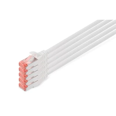 Image of Digitus LAN Cable Cat 6 10m 5 Pieces RJ45 Network S/FTP Shielded Compatible with Cat6A &amp; Cat7 White