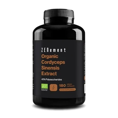 Image of Organic Cordyceps Sinensis, 180 Capsules (6 Month Supply) Mushroom Extract Powder Supplement 650mg of Authentic CS 4 Extract, 40% bioactive Polysaccharides Vegan, No Additives Zenement