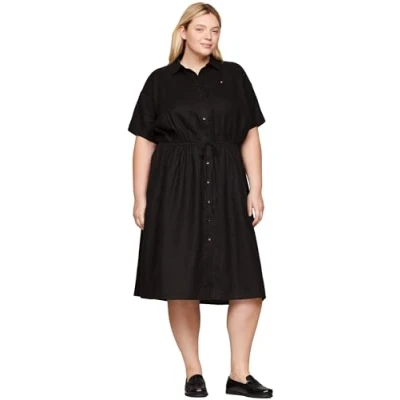 Image of Tommy Hilfiger Curve Shirt Dress dress, Women&#039;s, Size: 24, Black