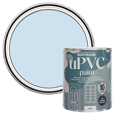 Image of Rust Oleum Blue uPVC Door and Window Paint in Matt Finish Powder 750ml