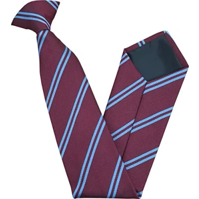 Image of Great British Tie Club Men&#039;s Adult Double Stripe Clip On Neck Ties (Maroon &amp; Sky Blue)