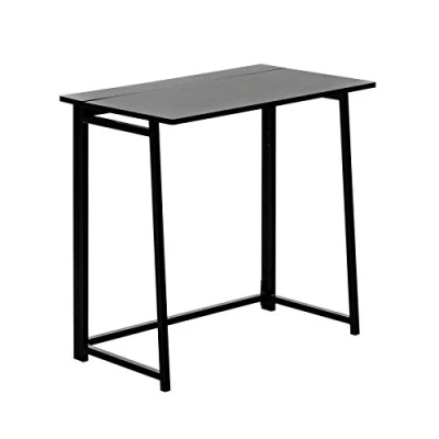 Image of Black Deluxe Wooden Folding Desk By Harbour Housewares Easy Assemble
