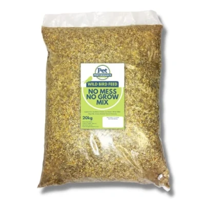 Image of Pet Performance Wild Bird Feed No Mess, Grow Mix 20kg All Year Round Garden Seed Husk Free With Protein Rich Peanut Granules 100% Natural Nutritional