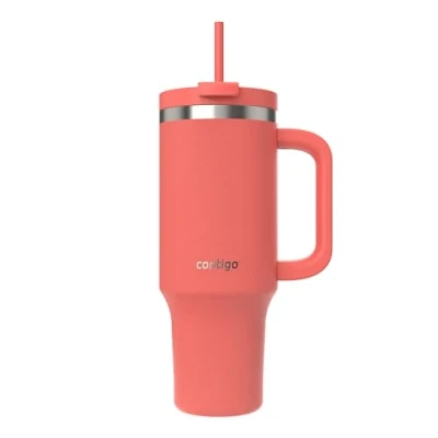 Image of Contigo Streeterville Tumbler 1200 ml with Handle Stainless Steel Vacuum Insulated Water Bottle Straw and Lid Cold for 29 Hours Travel Mug Thermal Flask BPA Free