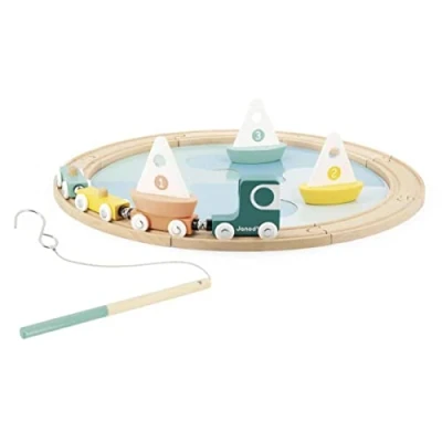 Image of Janod Bolid FSC Wood and Cardboard Sailboat Track Early Toy 1 Circuit + 4 Piece Puzzle 8 Accessories 2 Years +, J04629, Multicolor