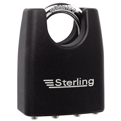 Image of Sterling LPL152C 55 mm Laminated Steel Padlock with ABS Plastic Cover and Closed Shackle , Black